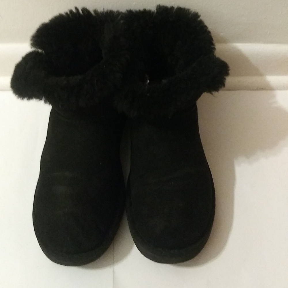UGG Bailey II Button Black Suede Short Boots - Picture 2 of 12